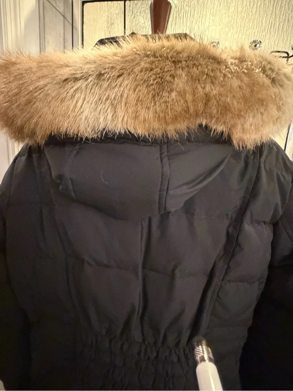 Michael Kors Black Quilted Long Puffer Coat with Fur-Trim Hood size 1X NWT